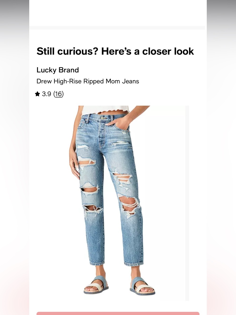 Lucky Brand Drew High-Rise Distressed Jeans - Light Blue
